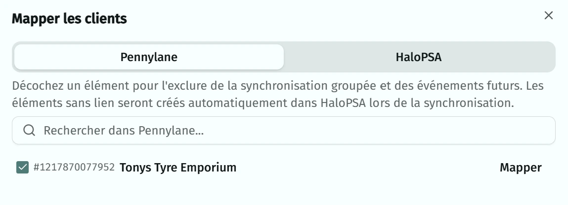 1ère étape mapping client exemple