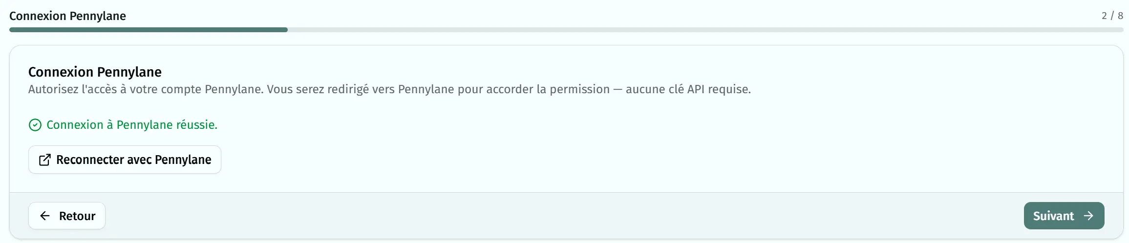Connexion à Pennylane réussie