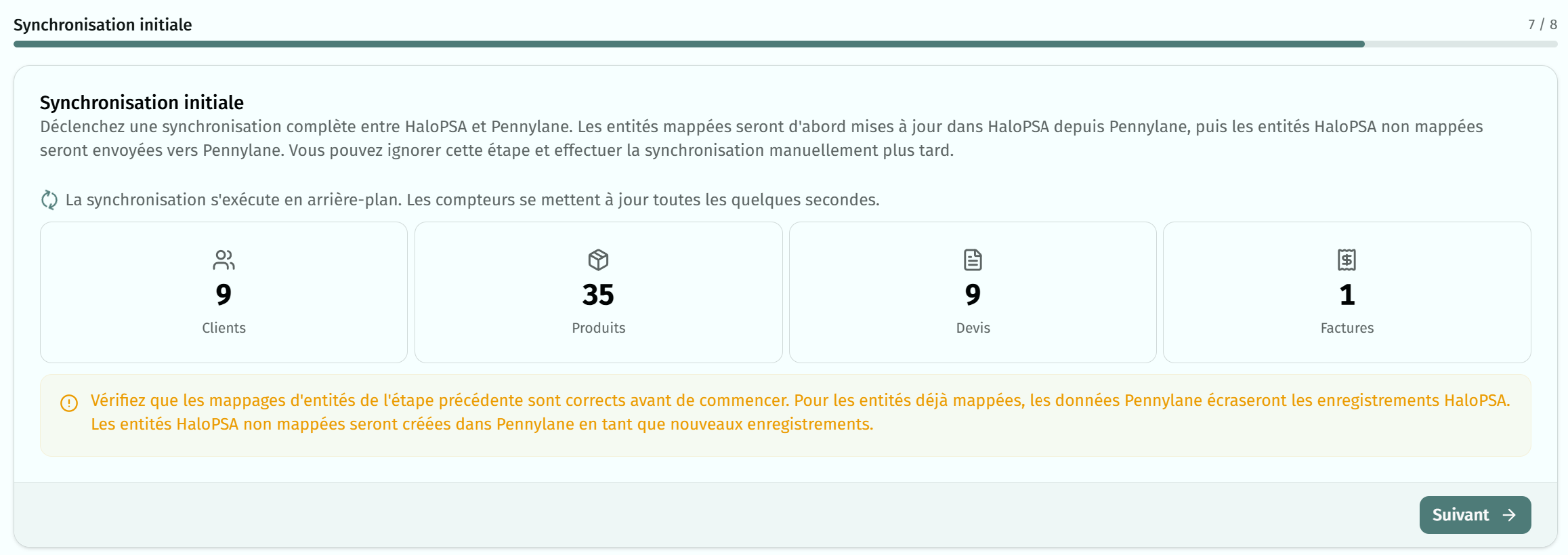 Synchronisation initiale en cours