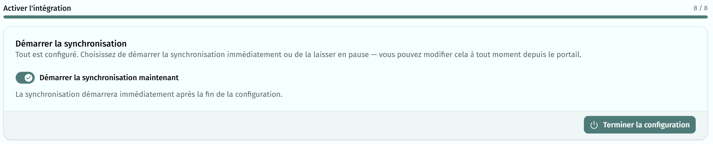 Sychronisation continue activée